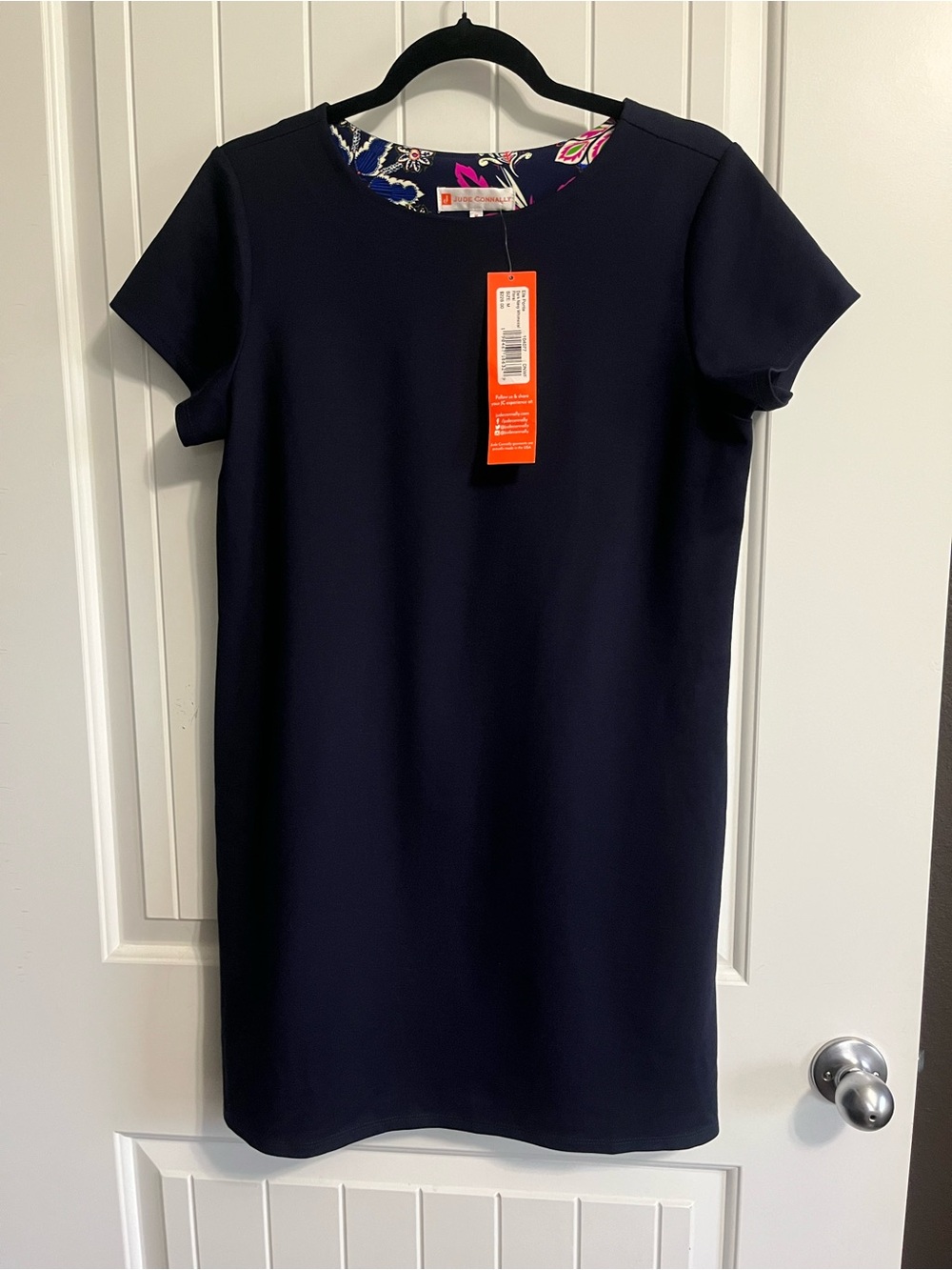 Jude Connally Ella Ponte Dress Dark Navy Whimsical Floral USA NWT $228 Size Med